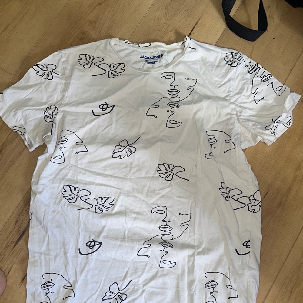 Jack & Jones White Tee with Abstract Face Design